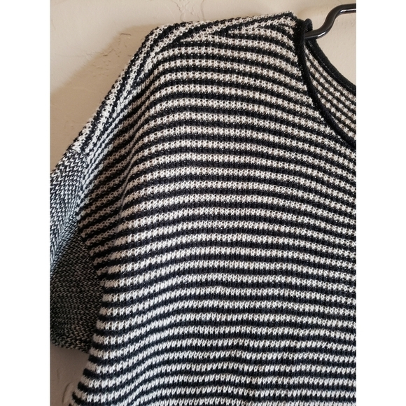 Eileen Fisher Top S Womens Black Striped Organic Linen Lagenlook Light Sweater - Picture 3 of 8